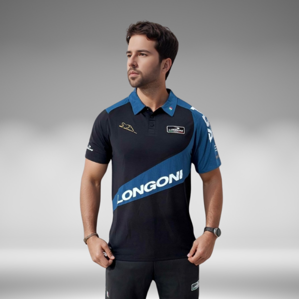 Camiseta Polo Curva - Longoni - Negro / Azul Petroleo