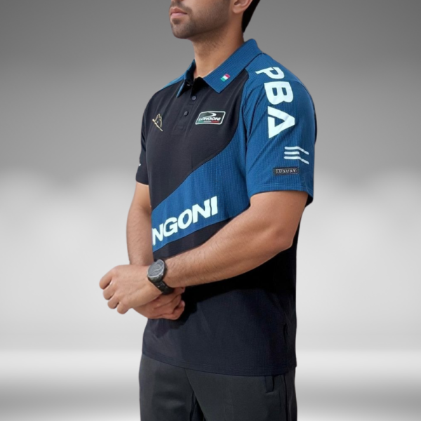 Camiseta Polo Curva - Longoni - Negro / Azul Petroleo