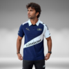 Camiseta Polo Curva - Longoni - Azul Oscuro / Blanco