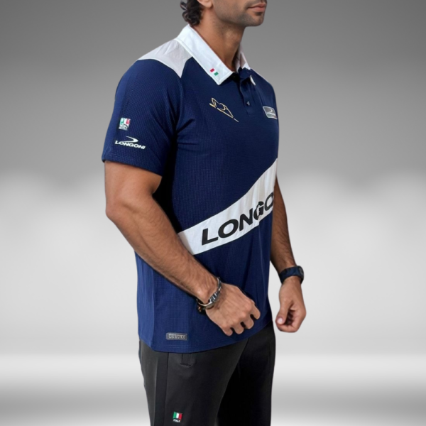 Camiseta Polo Curva - Longoni - Azul Oscuro / Blanco