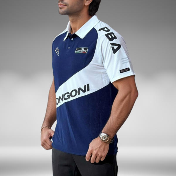 Camiseta Polo Curva - Longoni - Azul Oscuro / Blanco