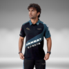 Camiseta Polo Curva - Hanbat - Negro / Verde Oscuro