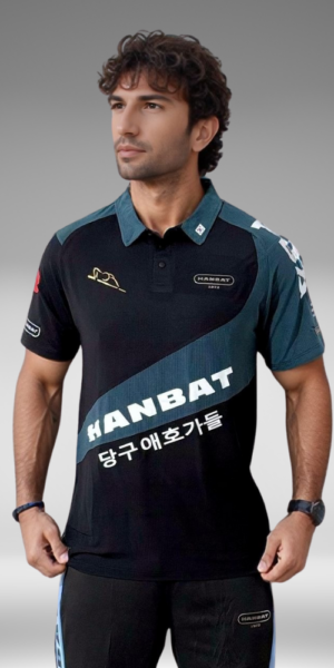 Camiseta Polo Curva - Hanbat - Negro / Verde Oscuro