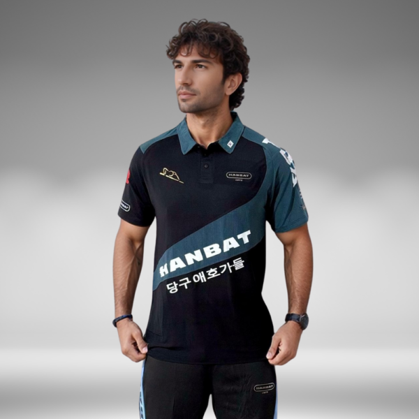 Camiseta Polo Curva - Hanbat - Negro / Verde Oscuro