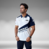 Camiseta Polo Curva - Hanbat - Blanco / Azul Oscuro