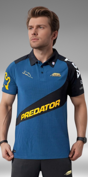 Camiseta Polo Curva - Predator - Azul Petróleo / Negro