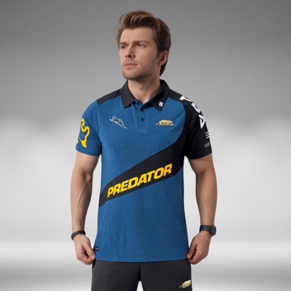 Camiseta Polo Curva - Predator - Azul Petróleo / Negro