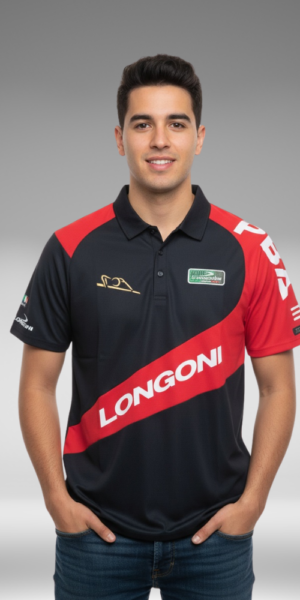 Camiseta Polo Curva - Longoni - Negro / Rojo