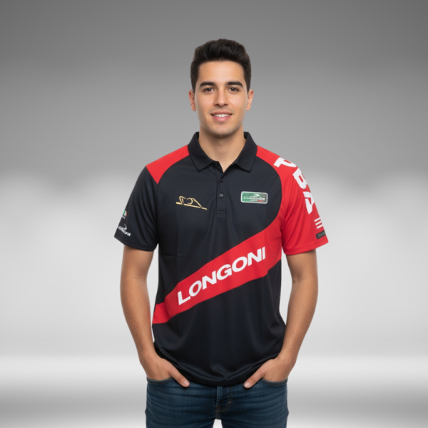 Camiseta Polo Curva - Longoni - Negro / Rojo