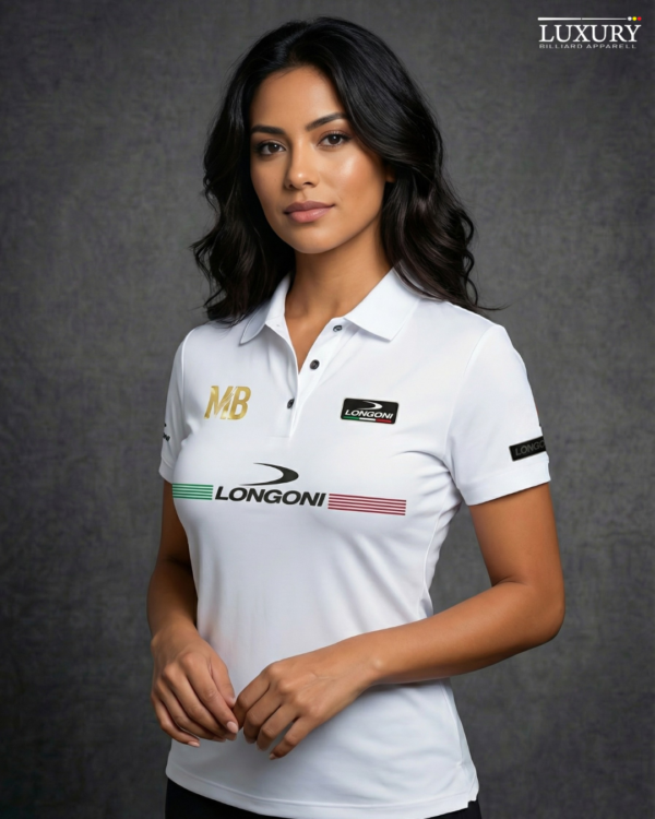 polo-mujer-billar-041 Camiseta Mujer - Longoni Lines Frente - Blanco