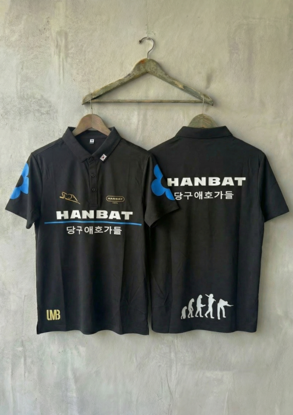 Camiseta Premium - Hanbat Flor Azul - Negro